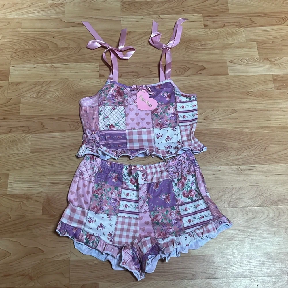 ‼️NWT‼️Dolls Kill X Sugar Thrillz Pick A Pattern Shorts Set Medium Purple Pink - Picture 2 of 4